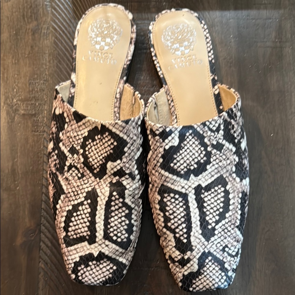 Vince Camuto Chic Snake Print Mules/slides
